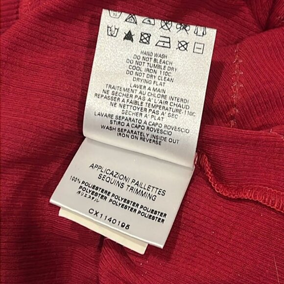 Love moschino red gold sequins vneck blouse size 10 - Picture 10 of 10